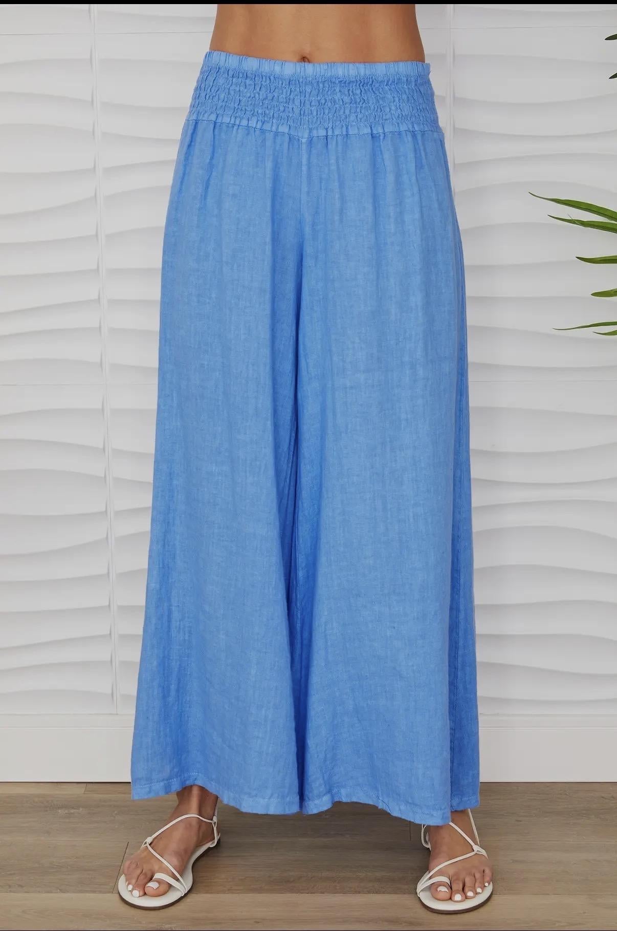 Smocked Waist Wide Leg Pant