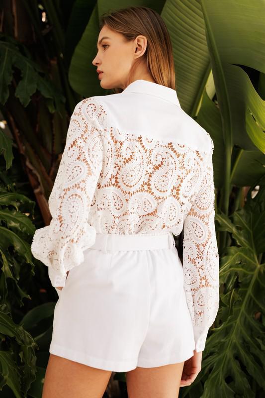 Boho Lace Long Sleeved Button Down