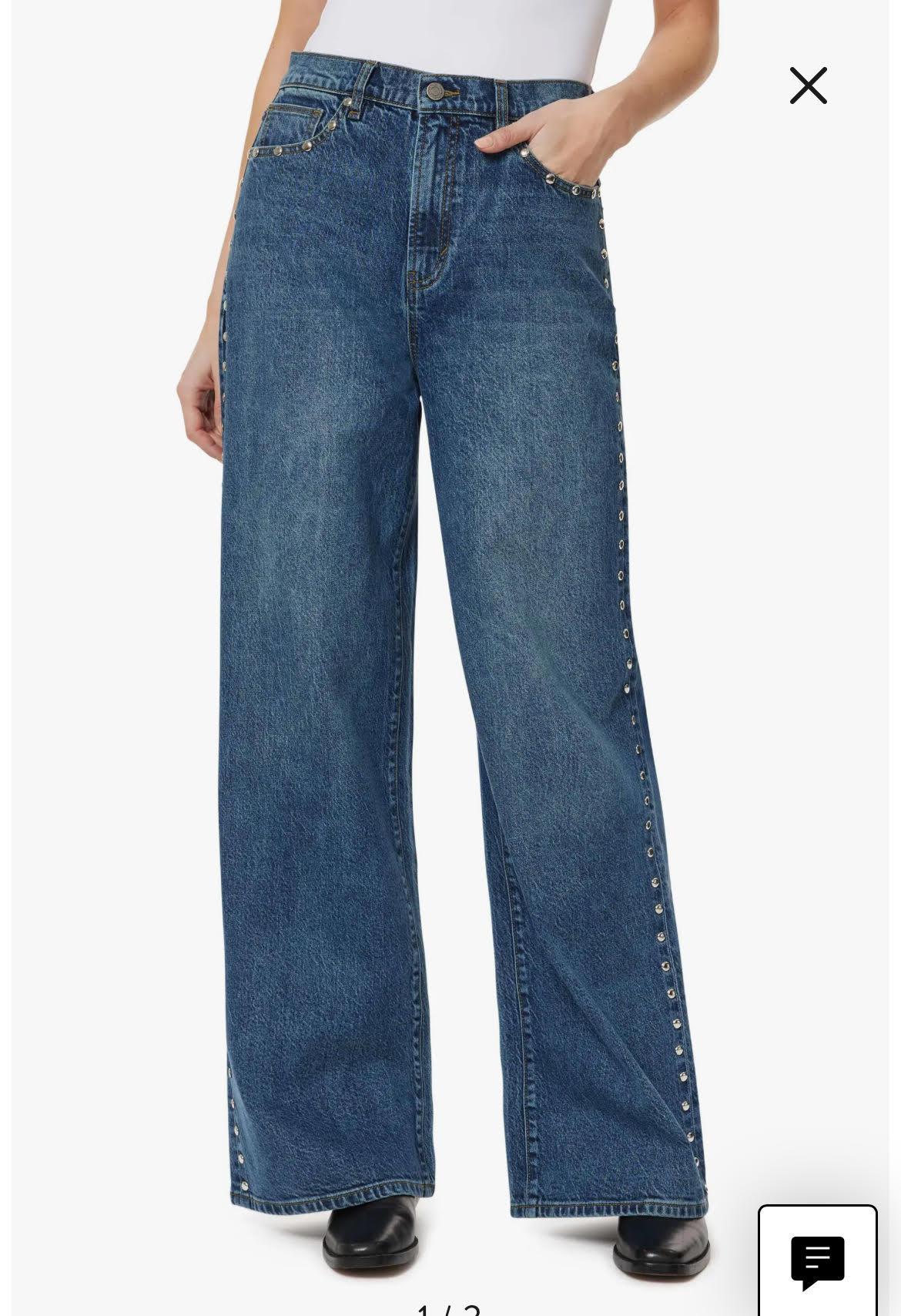 Gemma Wide Leg Studded Slouch Jean