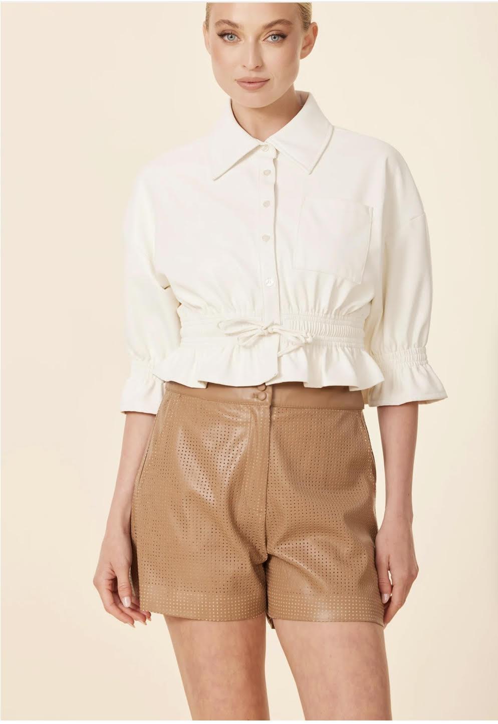 Vegan Leather Perforated Shorts