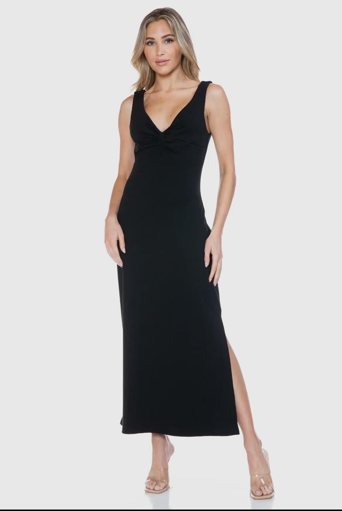 Ribbed Knot Midi Dress