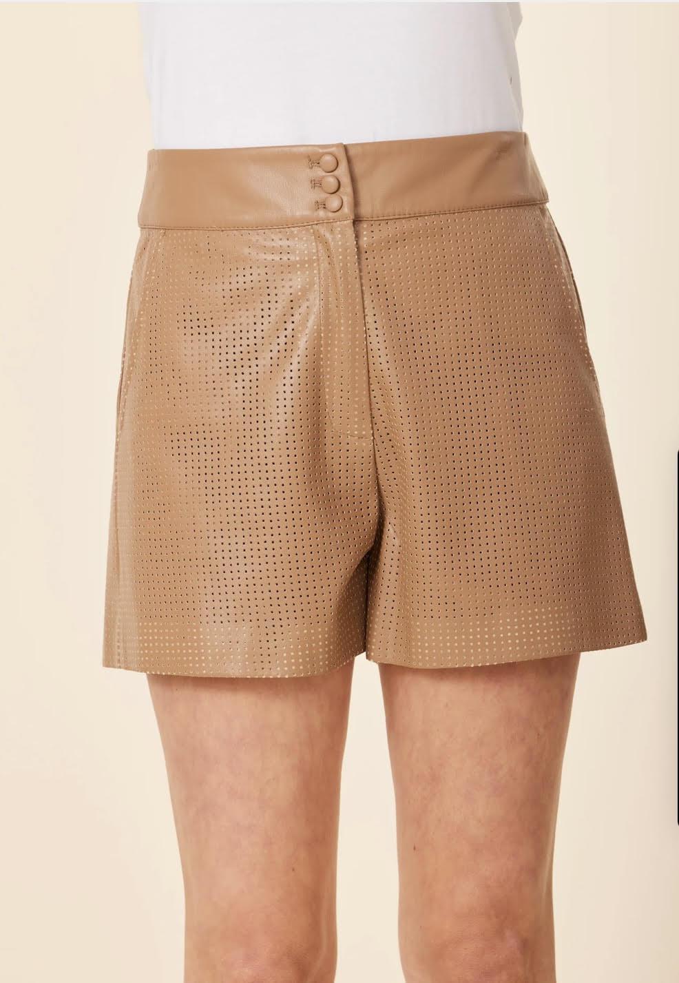 Vegan Leather Perforated Shorts
