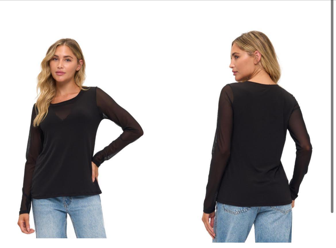 LS Mesh Contrast Top