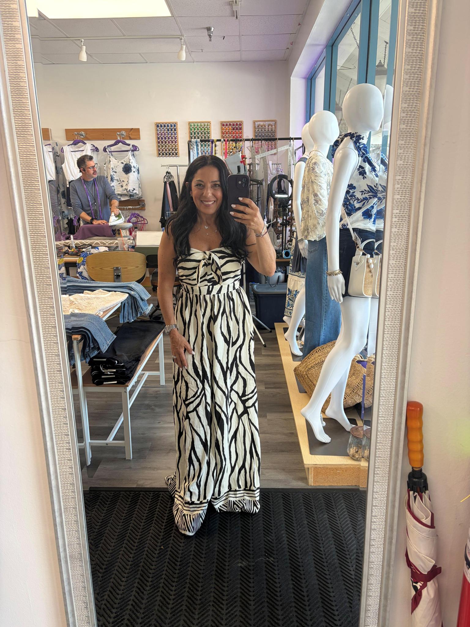 Tie Front Strapless Jumpsuit