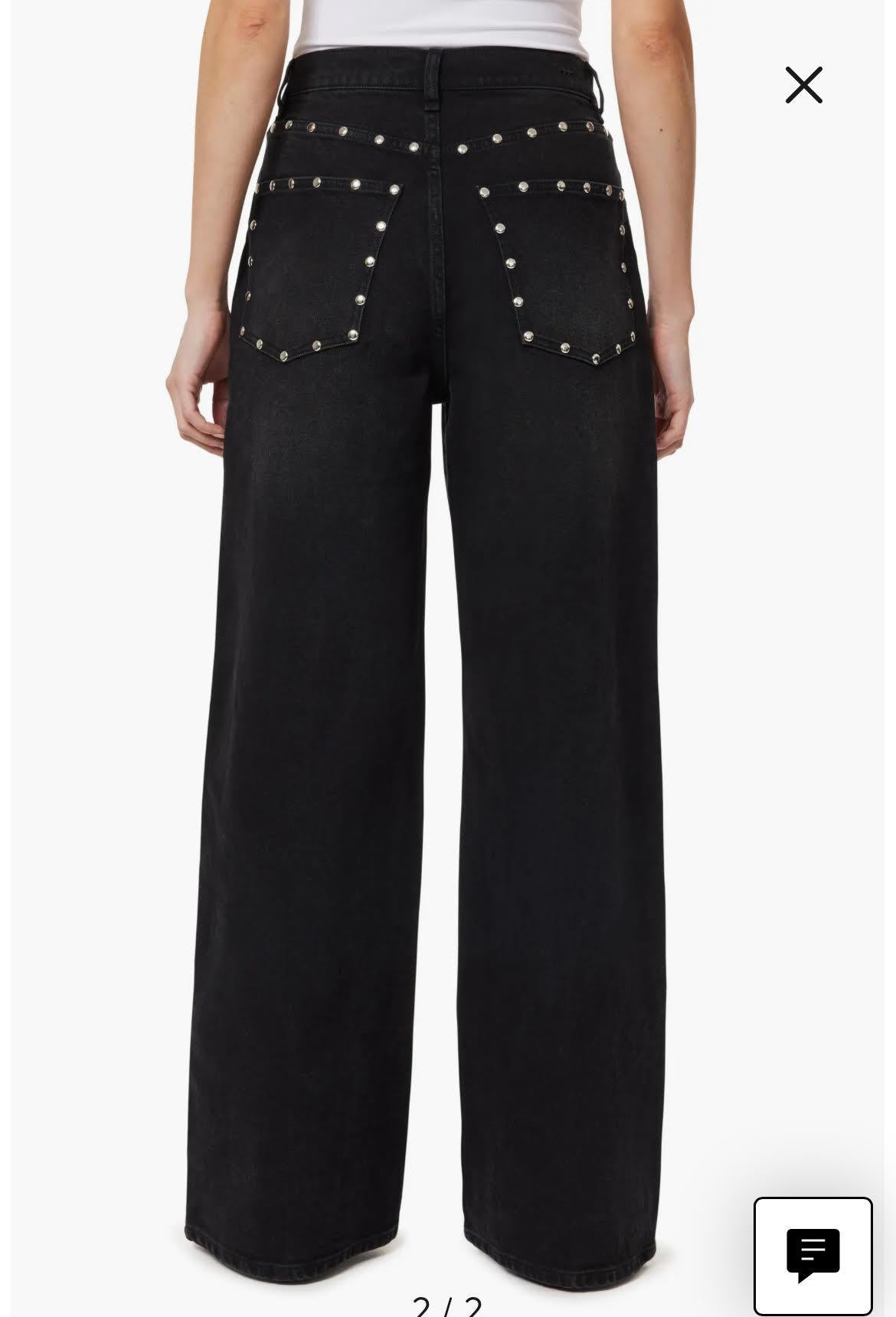 Gemma Wide Leg Studded Slouch Jean