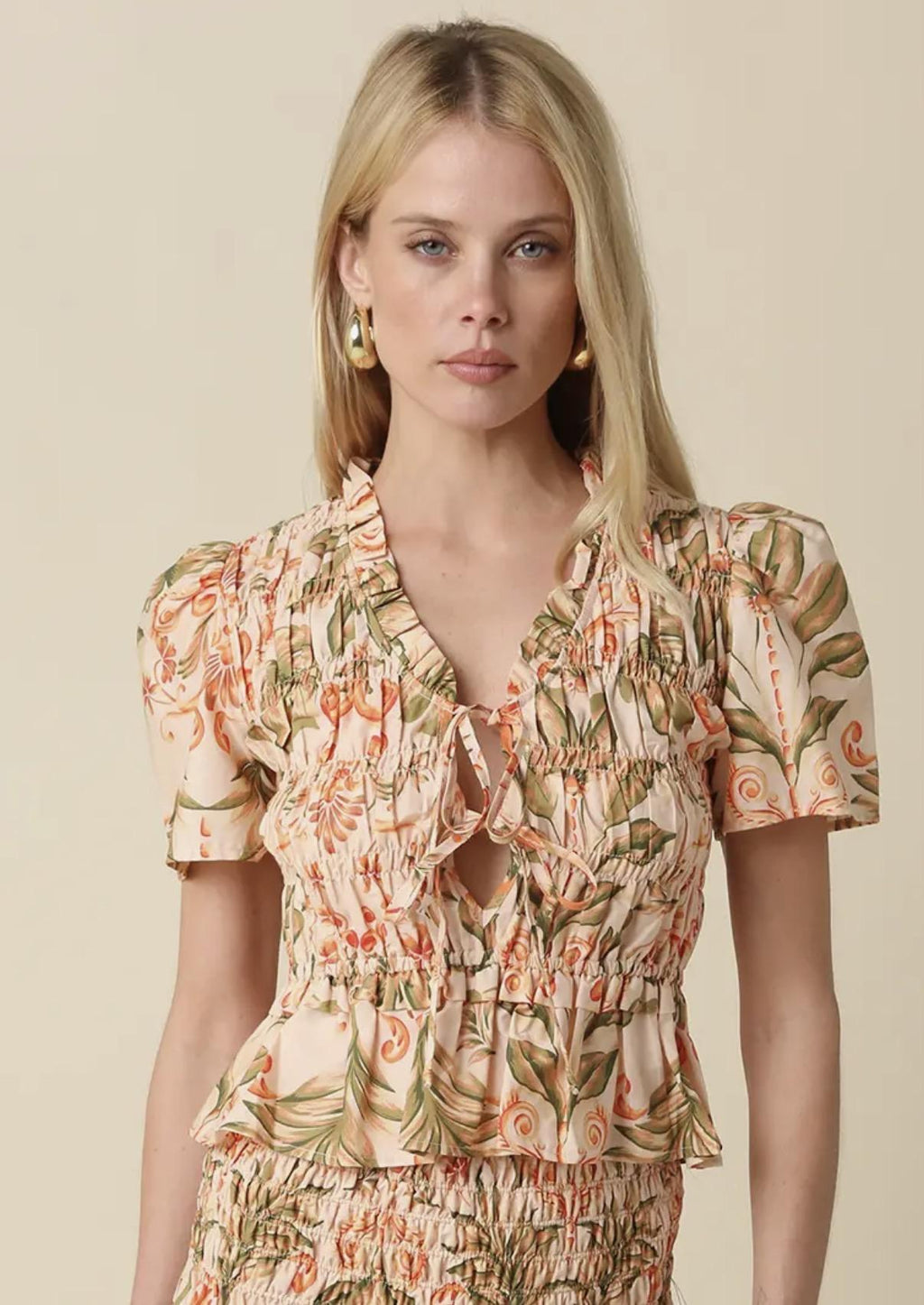 Talia Floral tie front top