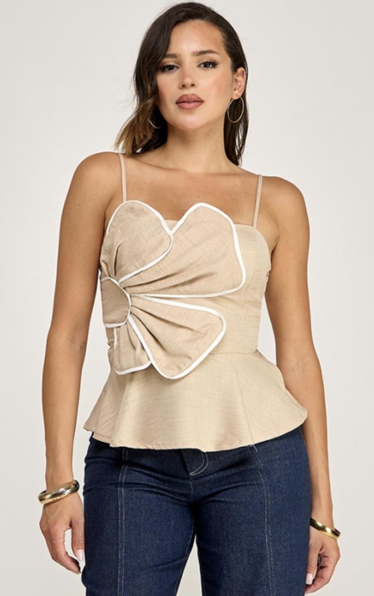 Sleeveless Flower Peplum Top