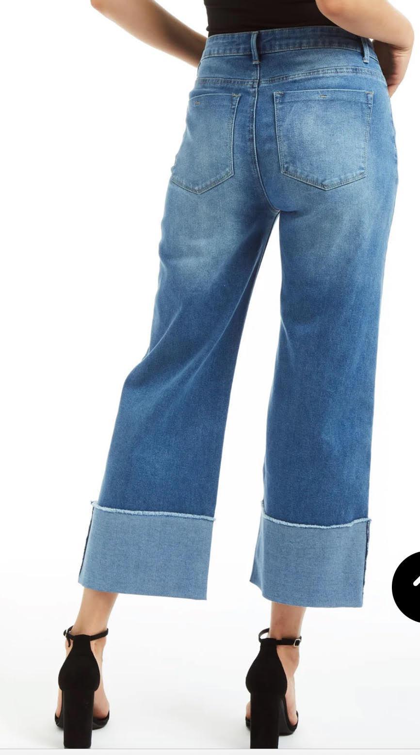 Selvege Cuff Mid Rise Straight Ankle Crop