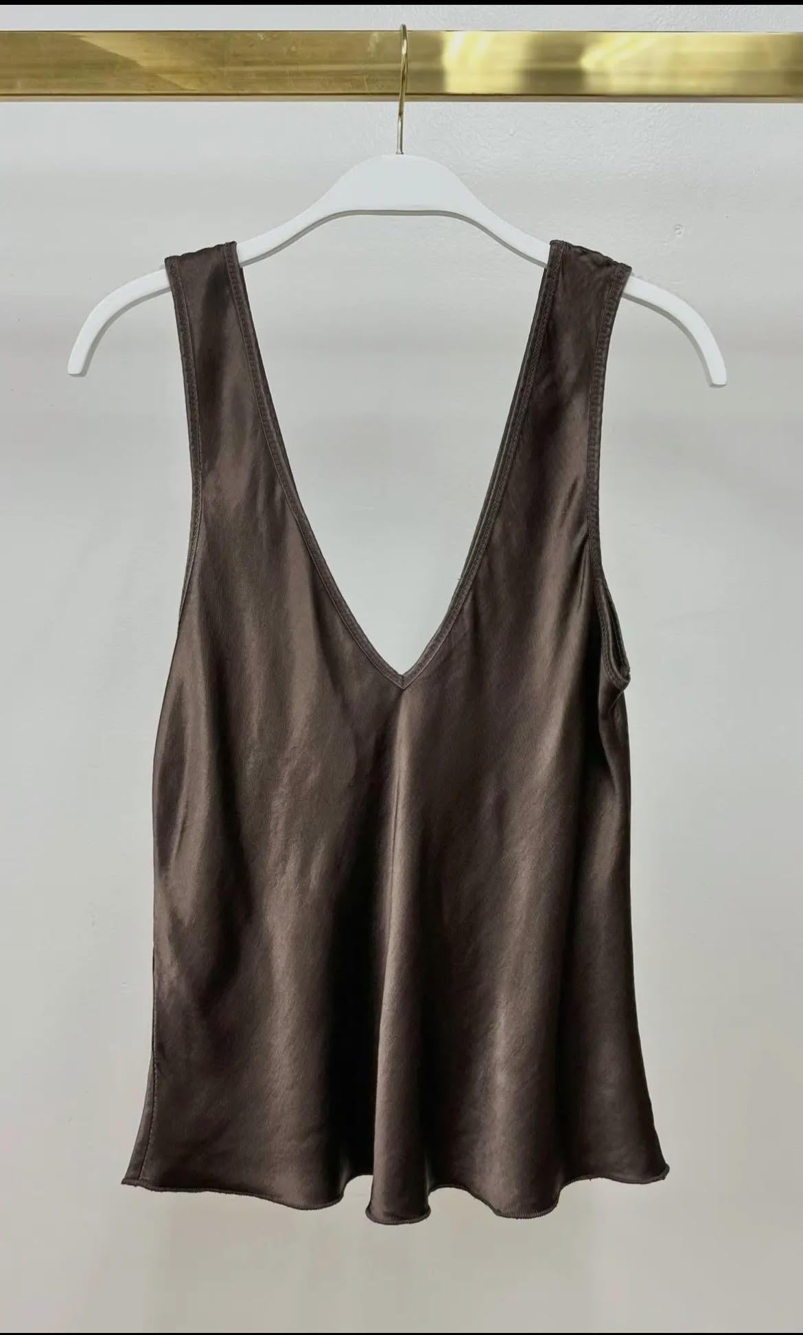 Italian Viscose V-neck Wide Strap Tank Top