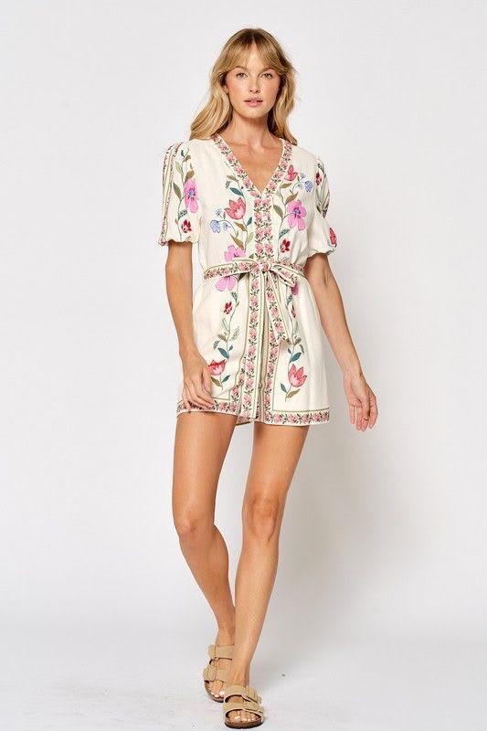 Floral Puff Sleeve Romper