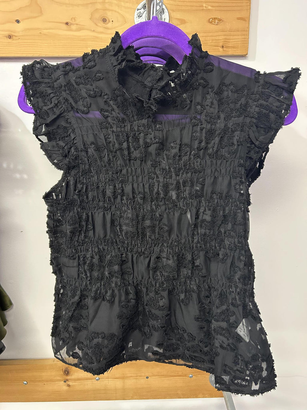 Mock Ruffle Neck Lace Top