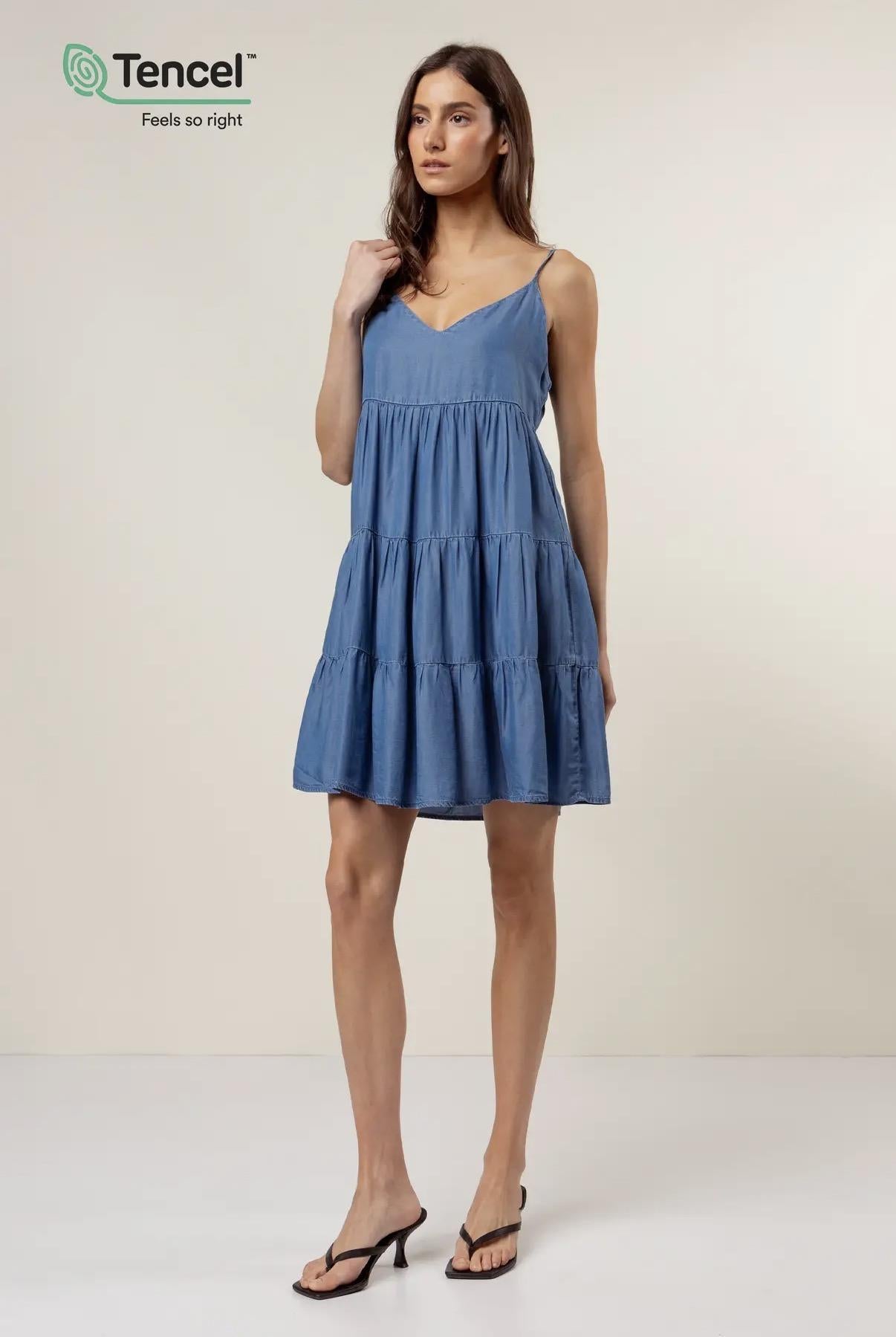 Tencel Tiered Babydoll Dress