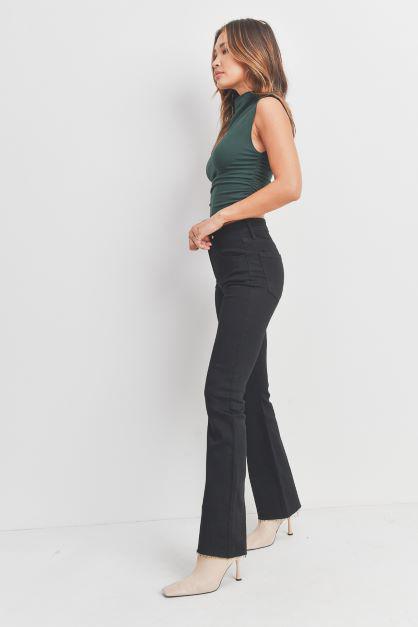 Mid Rise Flare Jeans with Raw Hem