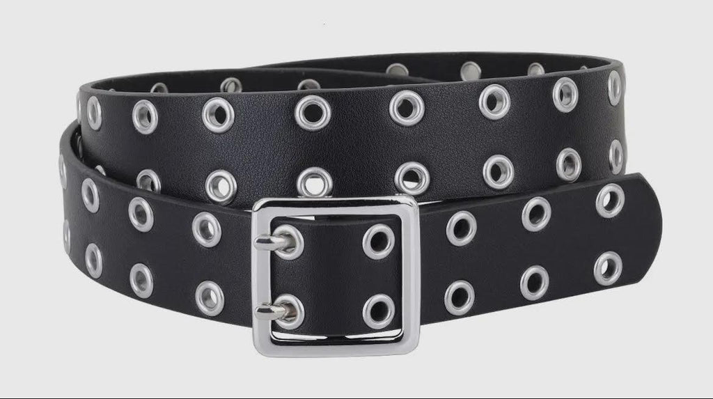 Double Grommet Leather Belt