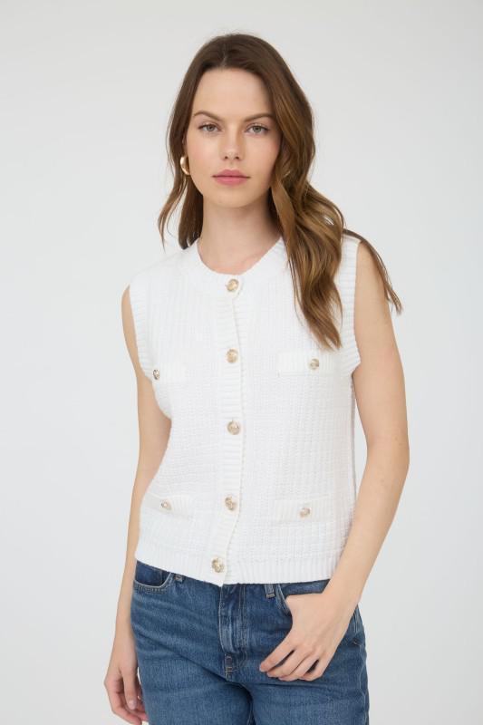 Sleeveless Pocket Detail Knit Cardigan