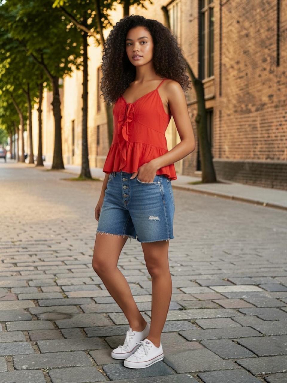 Ruffle Front Spaghetti Strap Top