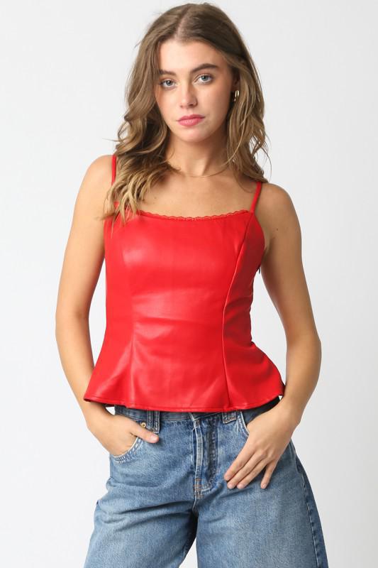 Stacy PU Flare Top