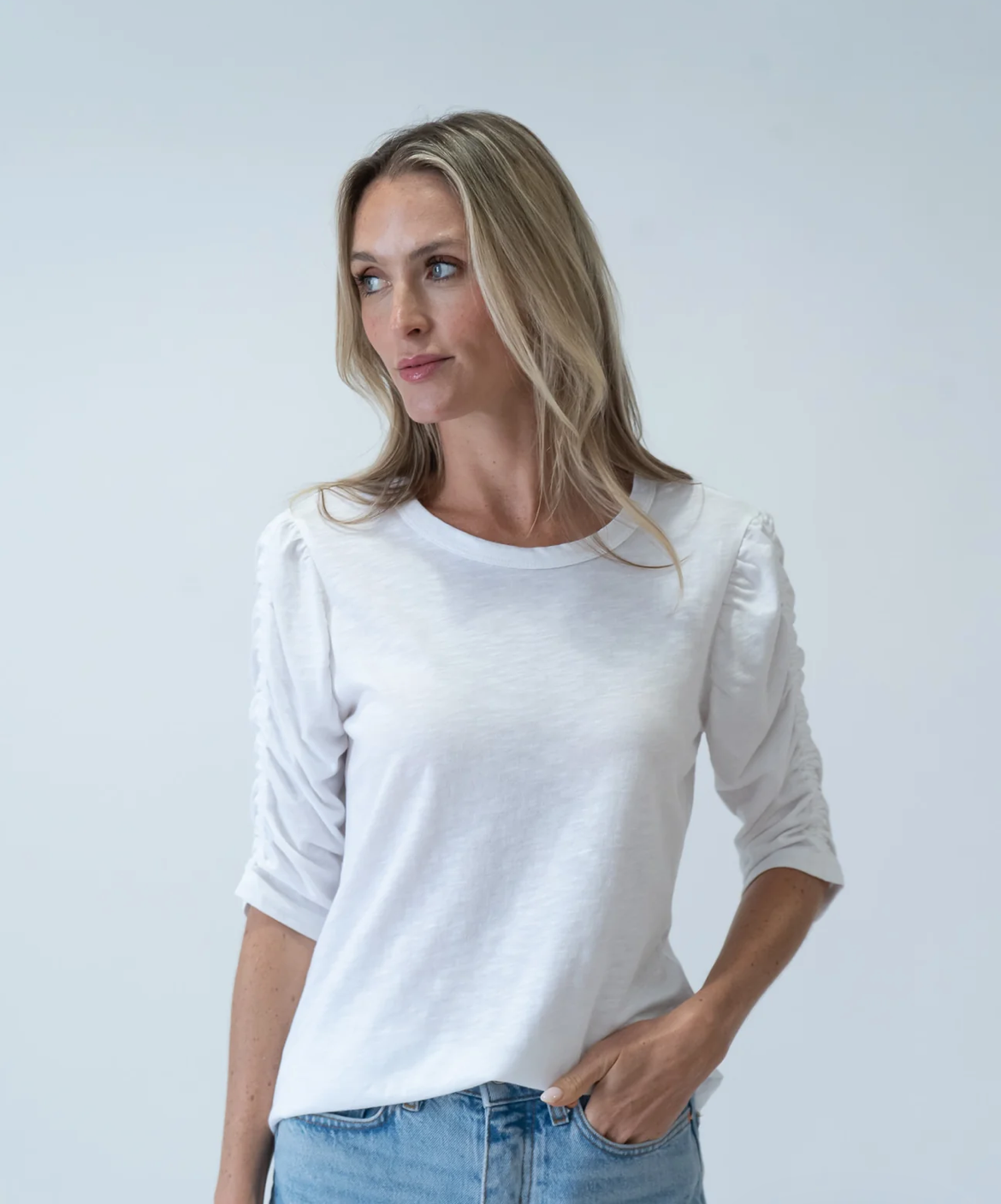 Maria Ruched Sleeve Top