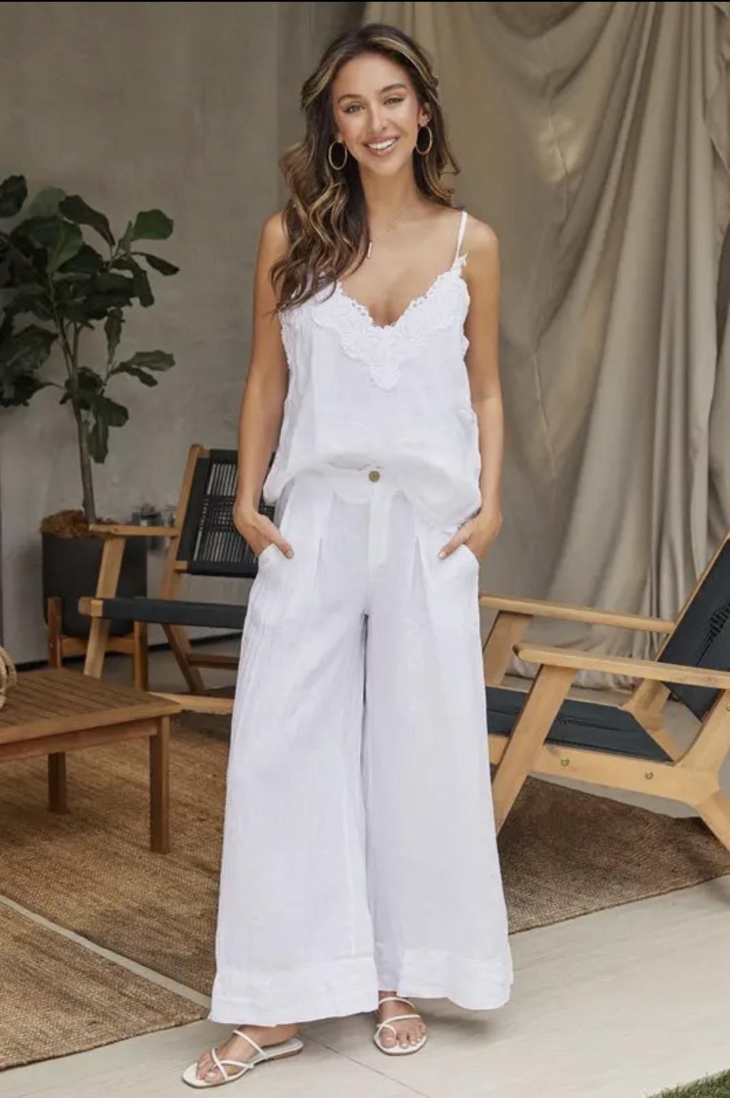Linen Lace Trim Cami