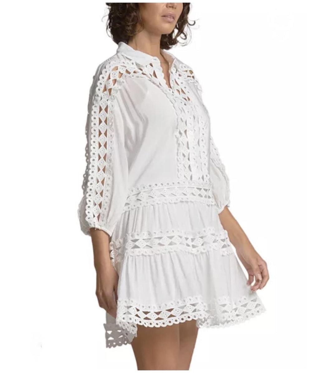 3/4 Sleeve Embroidered Dress