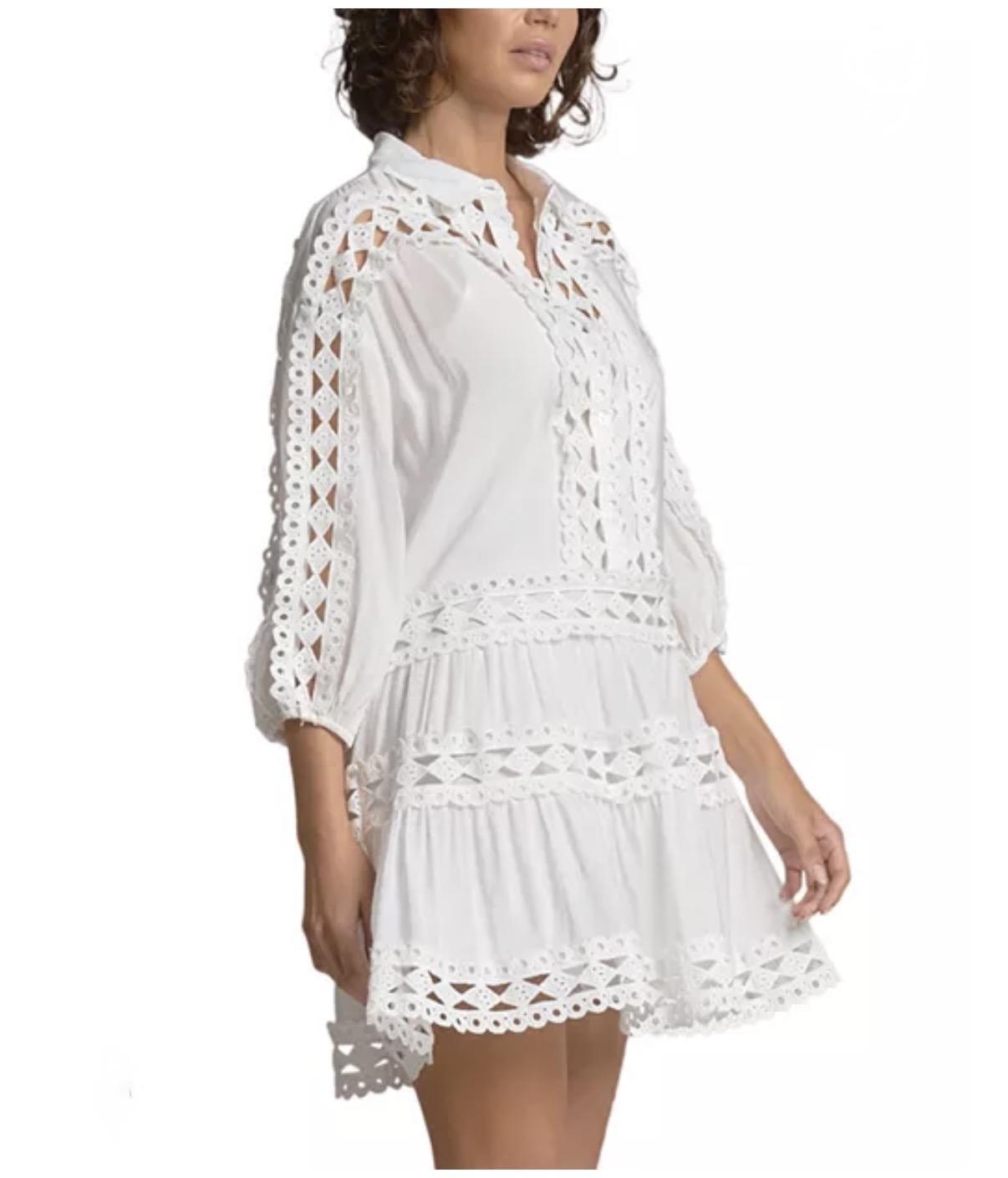 3/4 Sleeve Embroidered Dress
