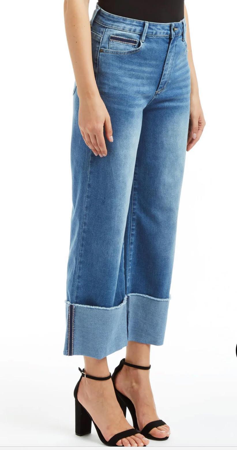 Selvege Cuff Mid Rise Straight Ankle Crop