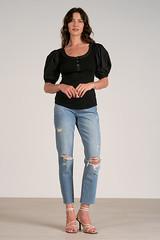 Henley Puff Sleeve Top