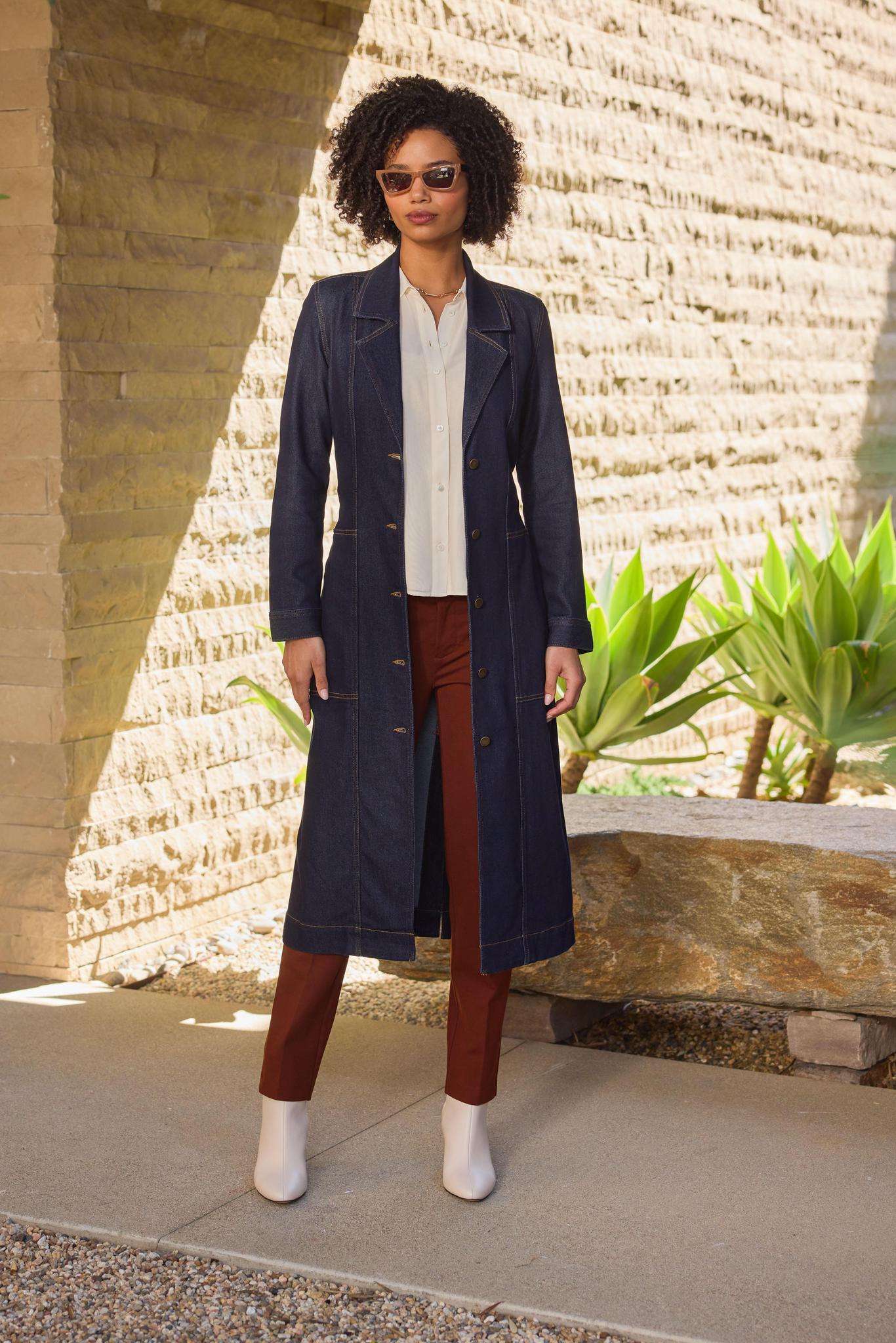 Notch Collar Denim Duster