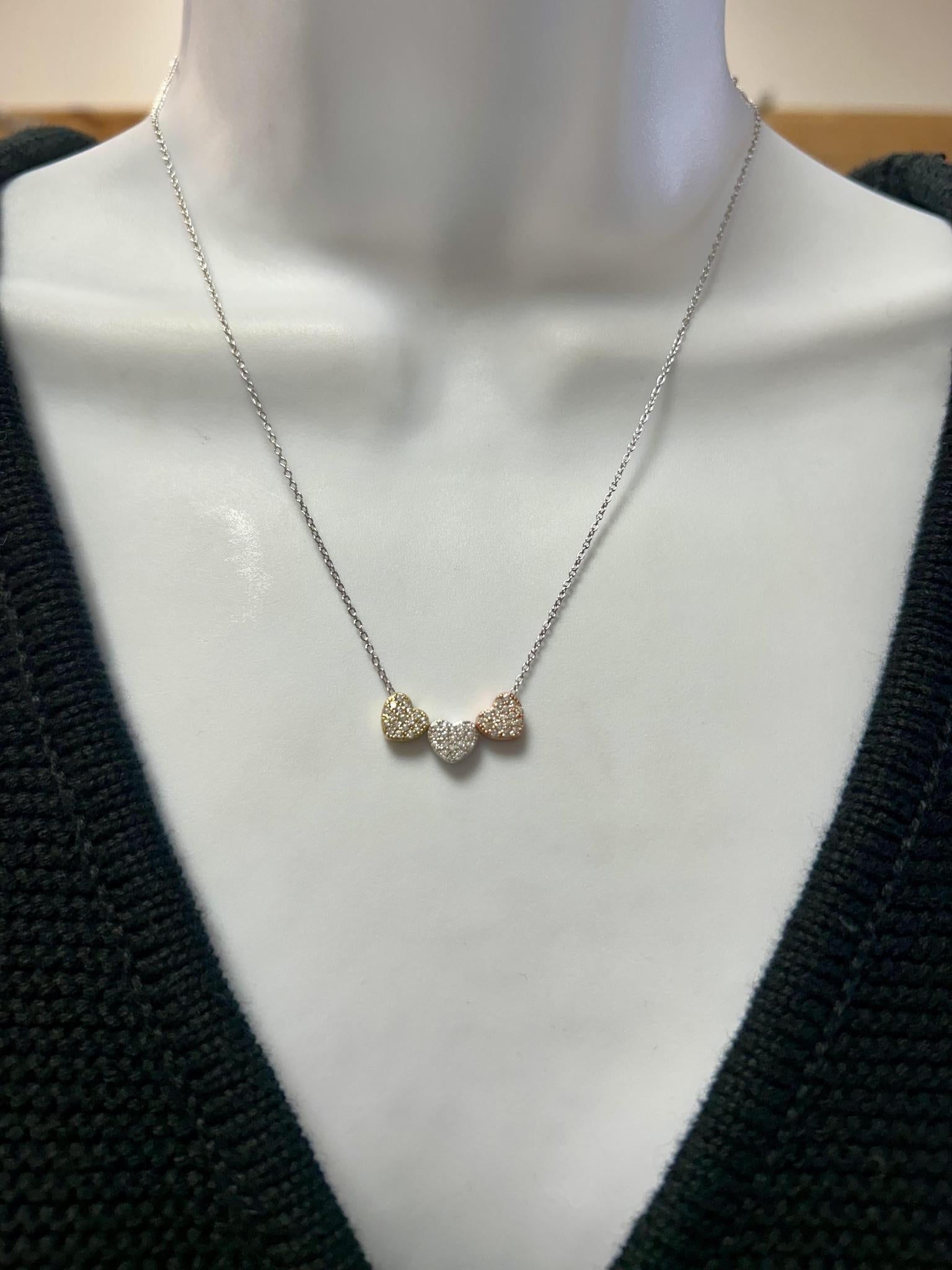 Tri color Pave Hearts