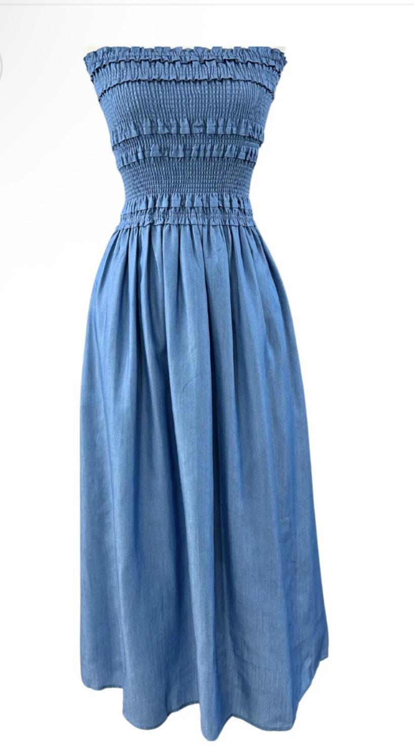 Tencel Sleeveless Smocked Dress