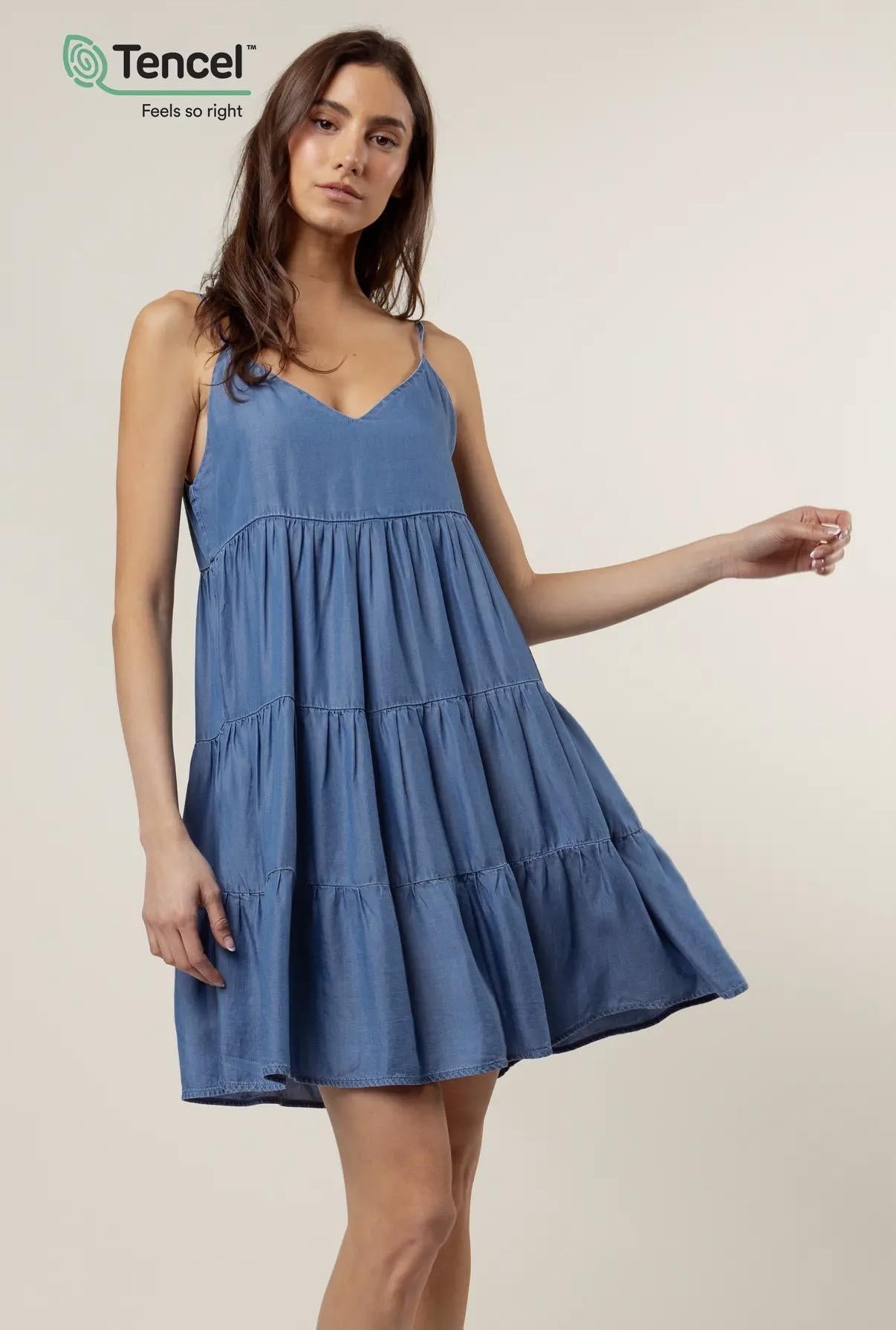Tencel Tiered Babydoll Dress