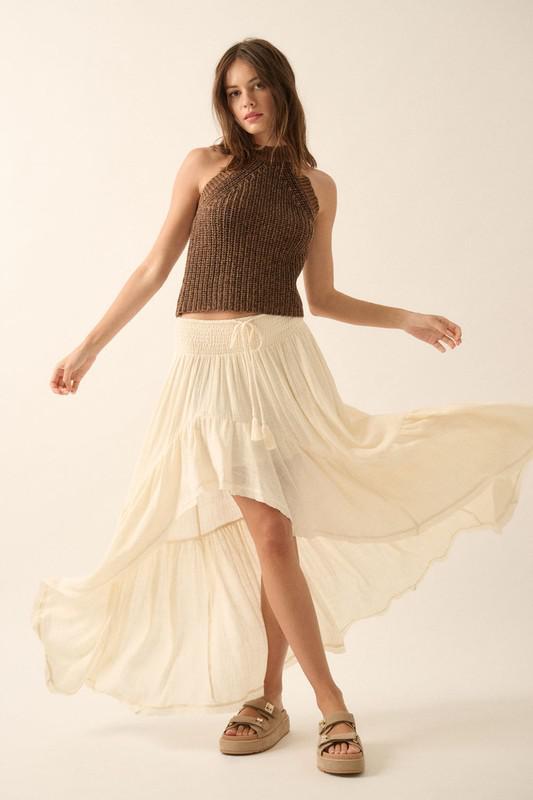 High Low Maxi Ruffle Skirt