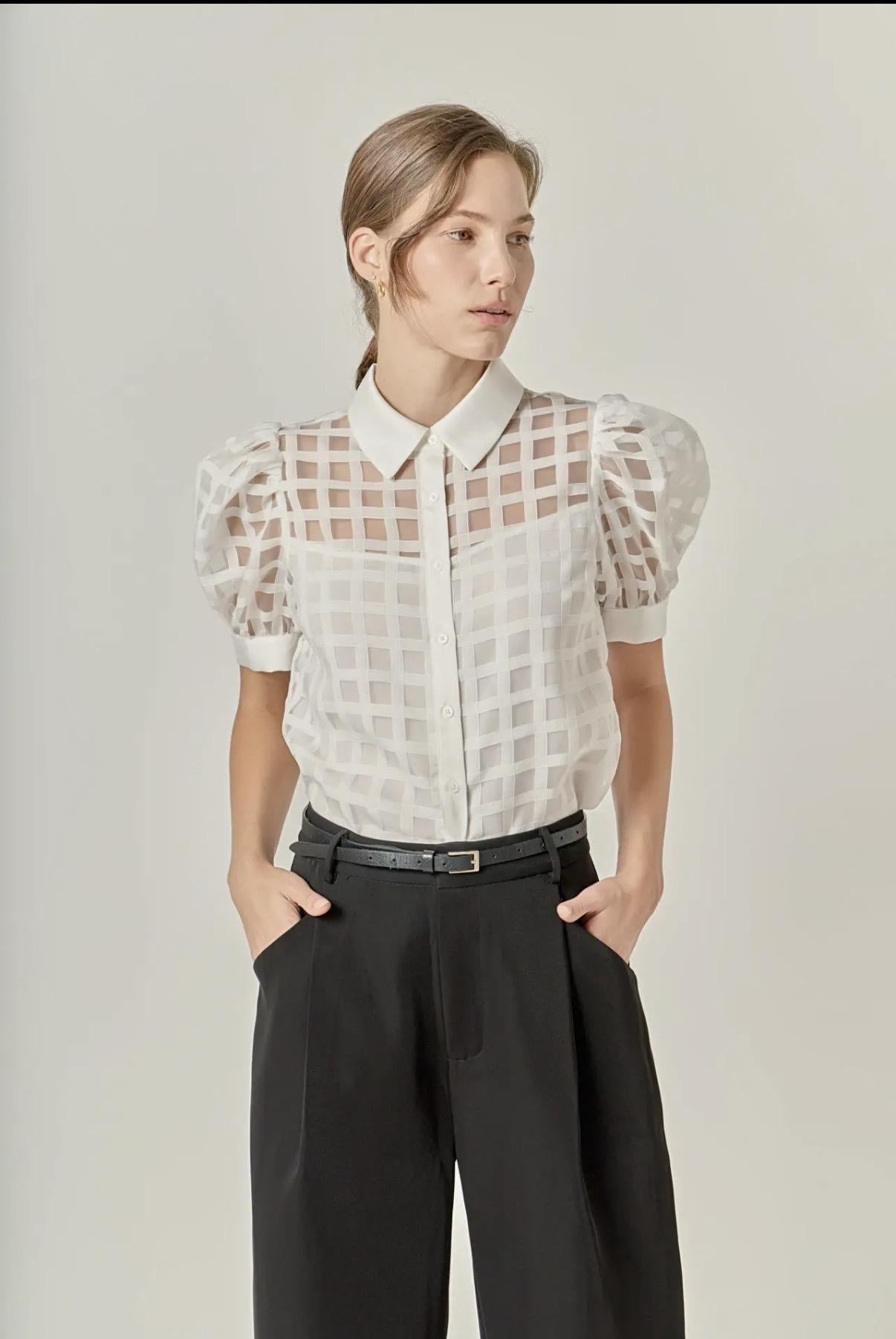Organza Puff Sleeve Blouse