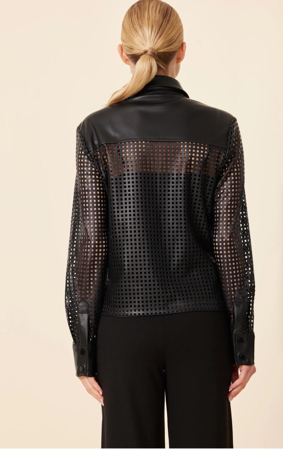 Laser Cut Faux Leather Shirt