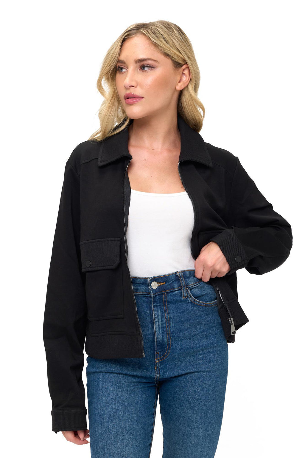 Scuba Jacket with Ribbed Pockets
