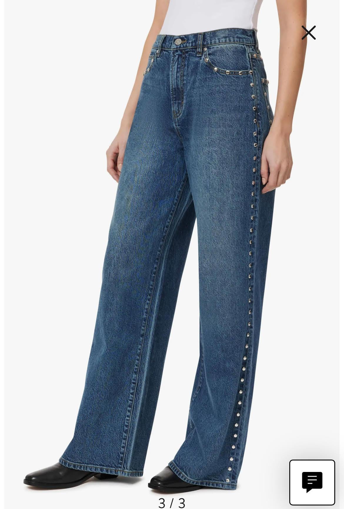 Gemma Wide Leg Studded Slouch Jean
