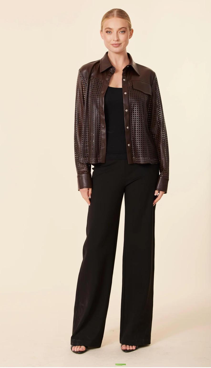 Laser Cut Faux Leather Shirt