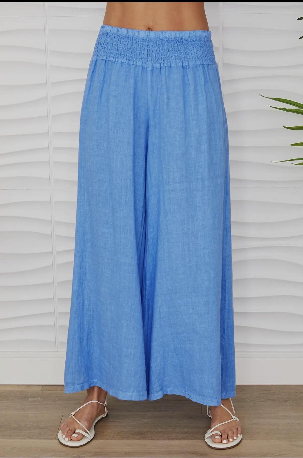 Smocked Waist Wide Leg Pant