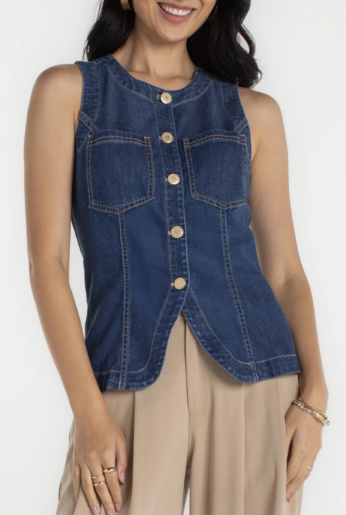 Crew Neck Split Front Vest