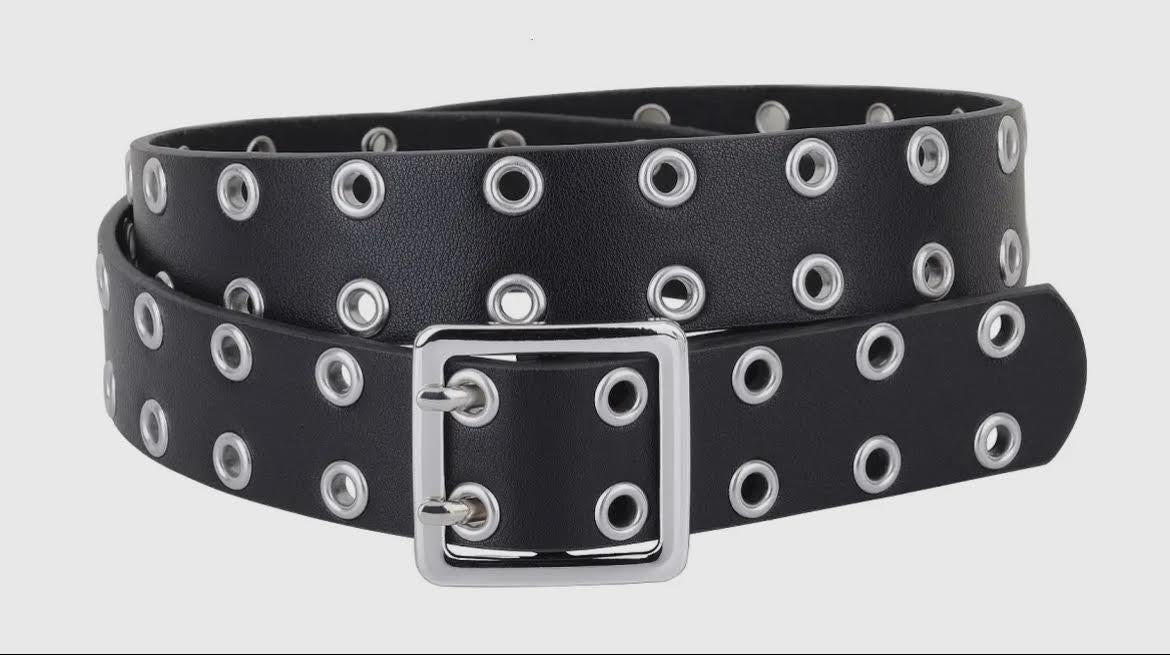Double Grommet Leather Belt