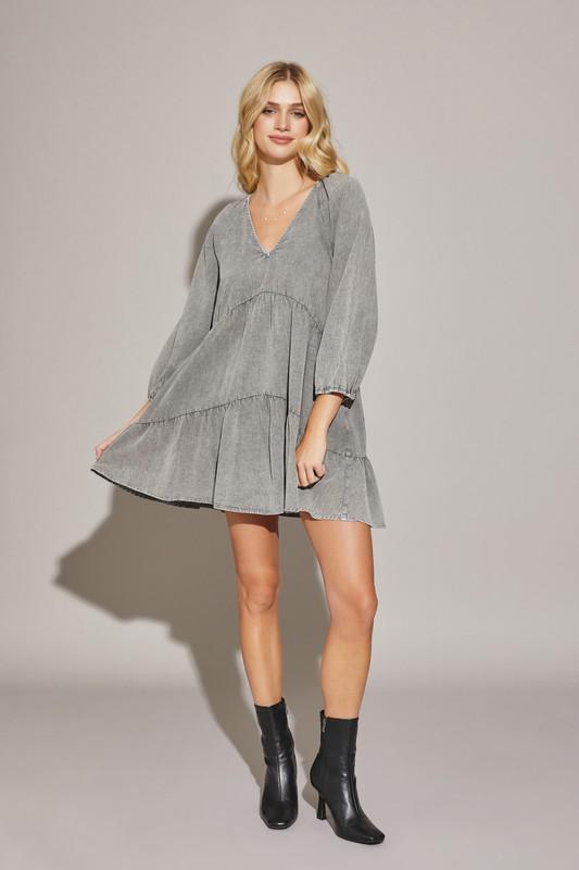 Tiered 3/4 Sleeve Dress