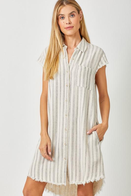 Frayed Edge Shirt Dress