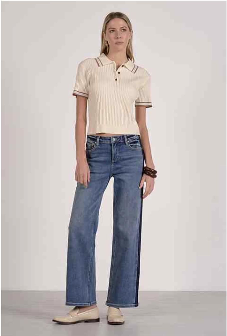 Ribbed Collared SS Sweater