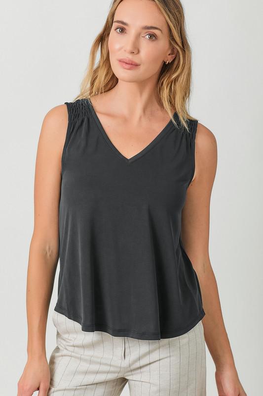 Smocked Shoulder Tank Top