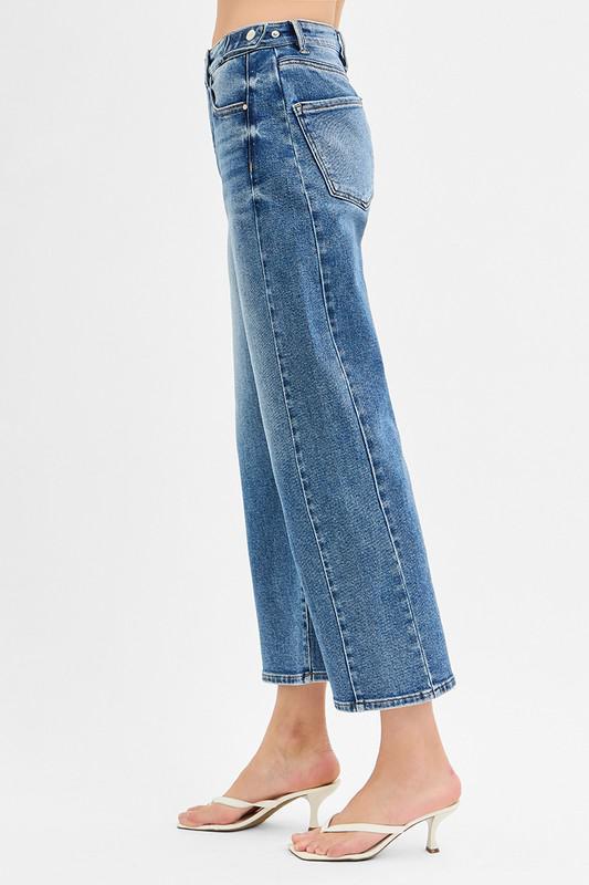 HR Crop Barrel Jean with Adjustable Waist Band
