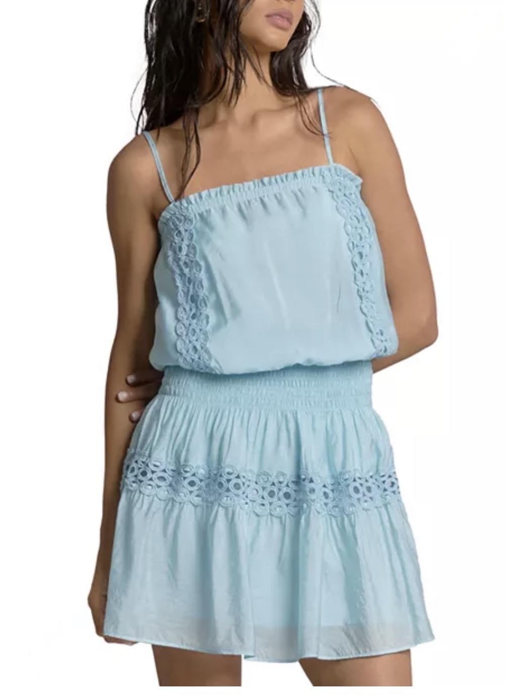 Spaghetti Strap Embroidered Mini Dress