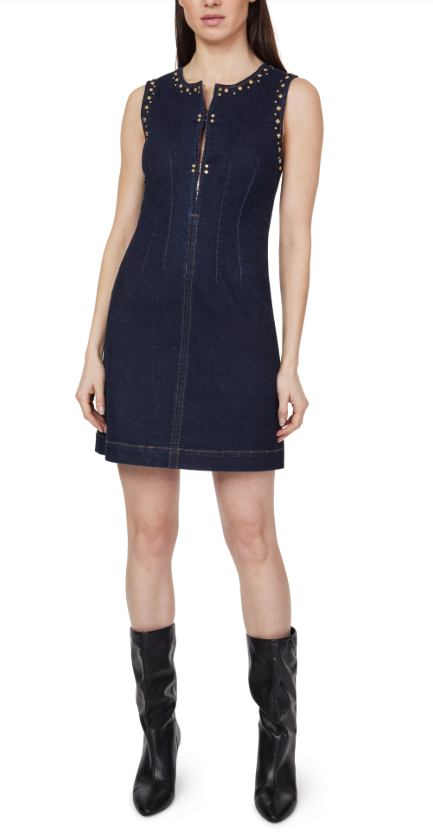 Studded Denim Mini Dress