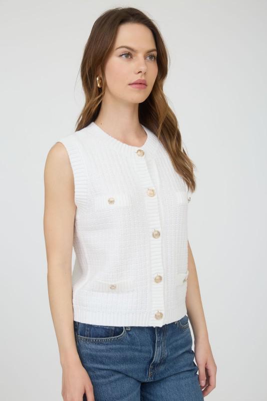 Sleeveless Pocket Detail Knit Cardigan