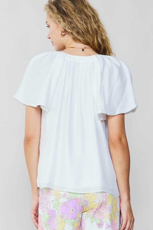 Split Neck Pleated Blouse