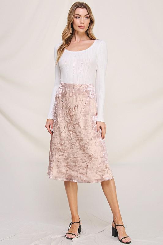 Midi Crinkled Satin Skirt